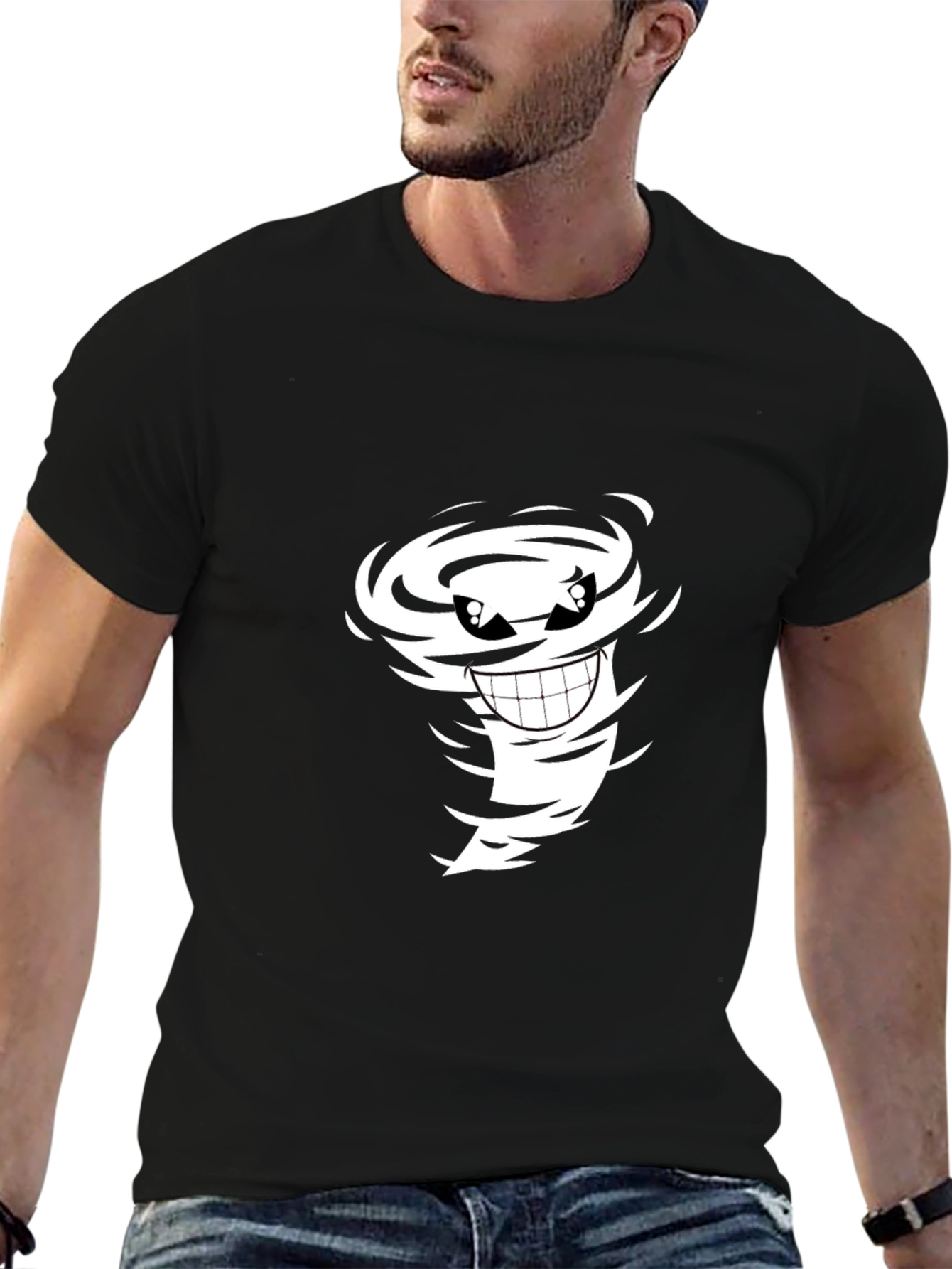 Cartoon Tornado Graphic Black Tee