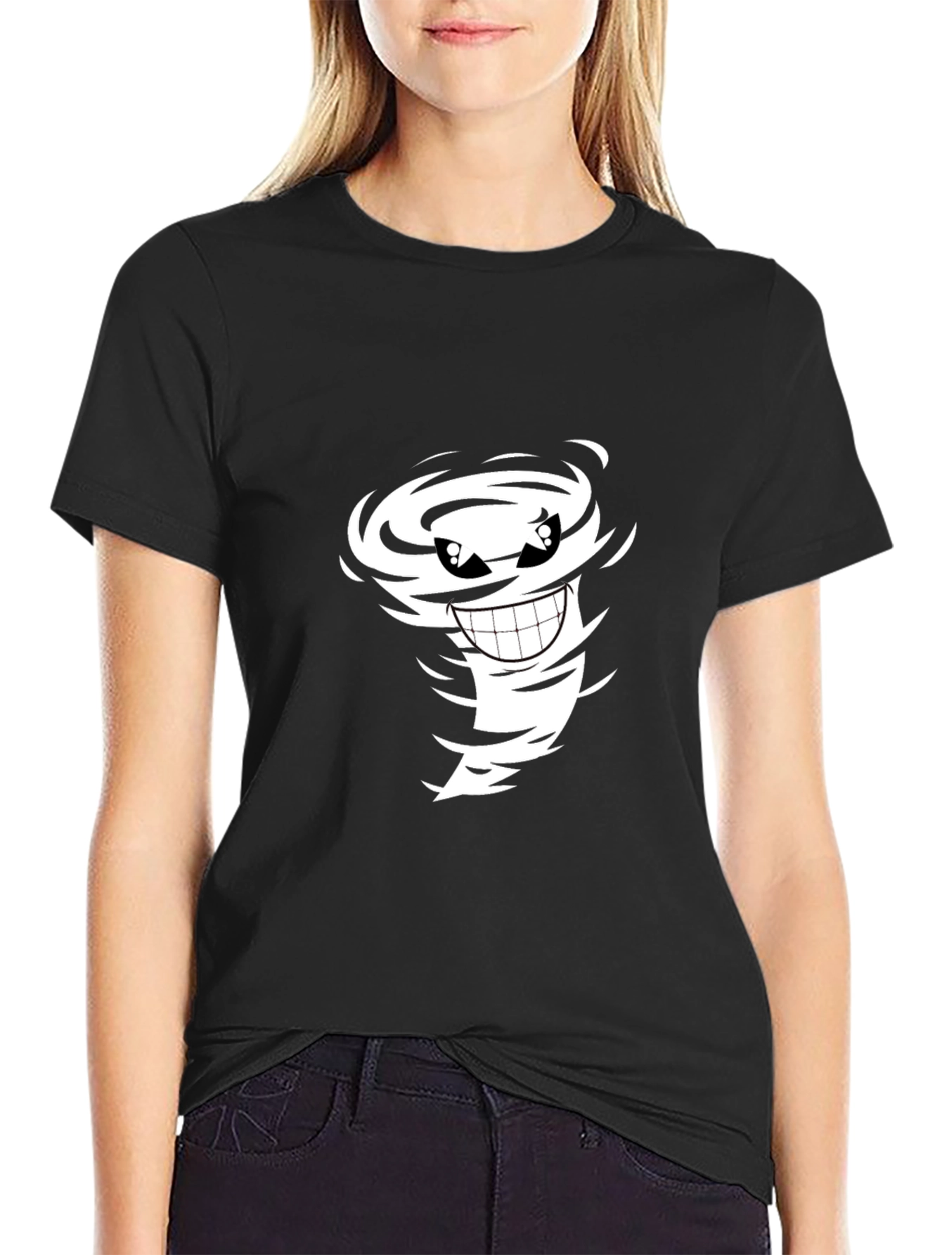 Cartoon Tornado Graphic Black Tee