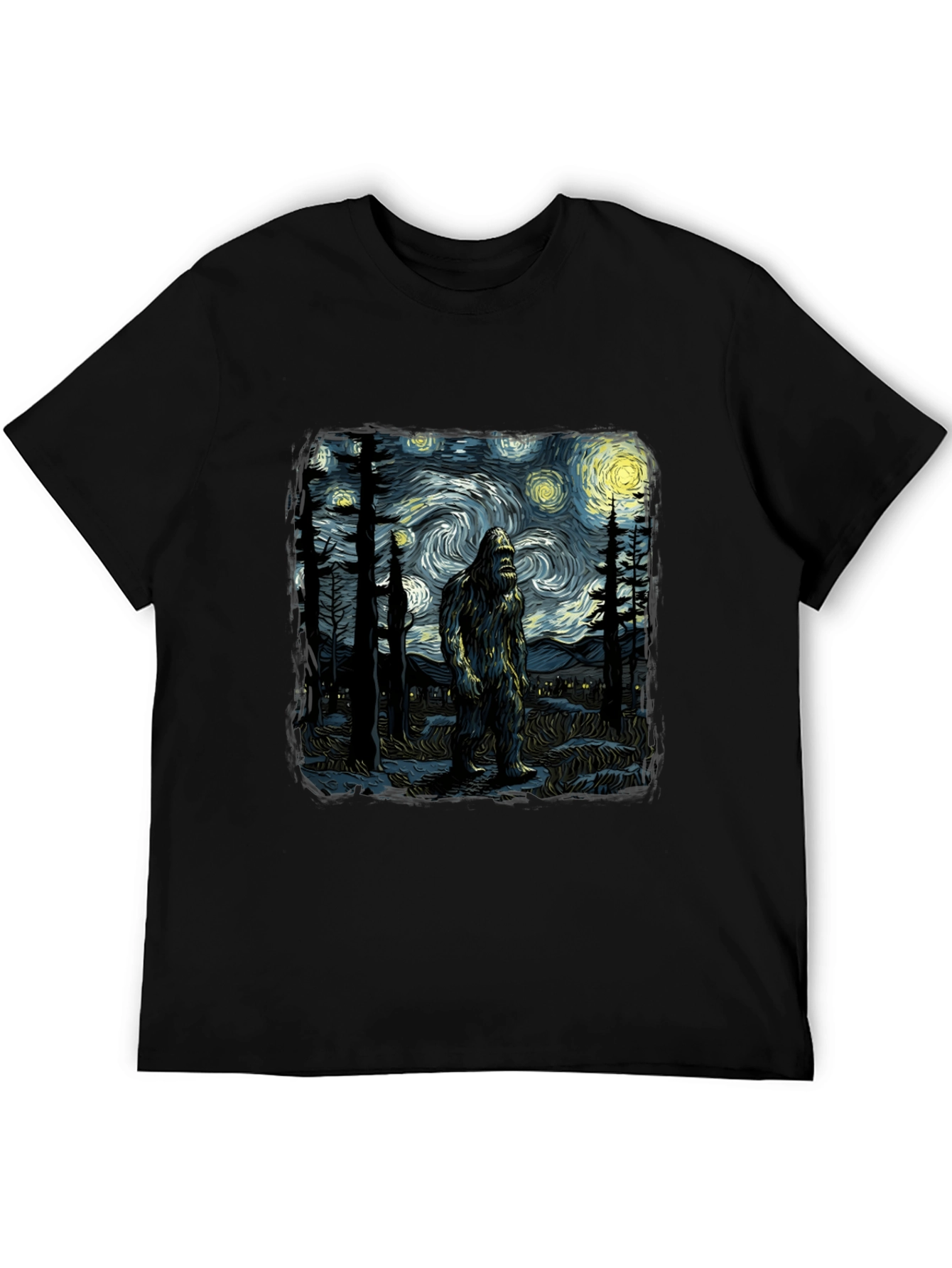 Bigfoot Starry Night T-Shirt - Unique Graphic Tee