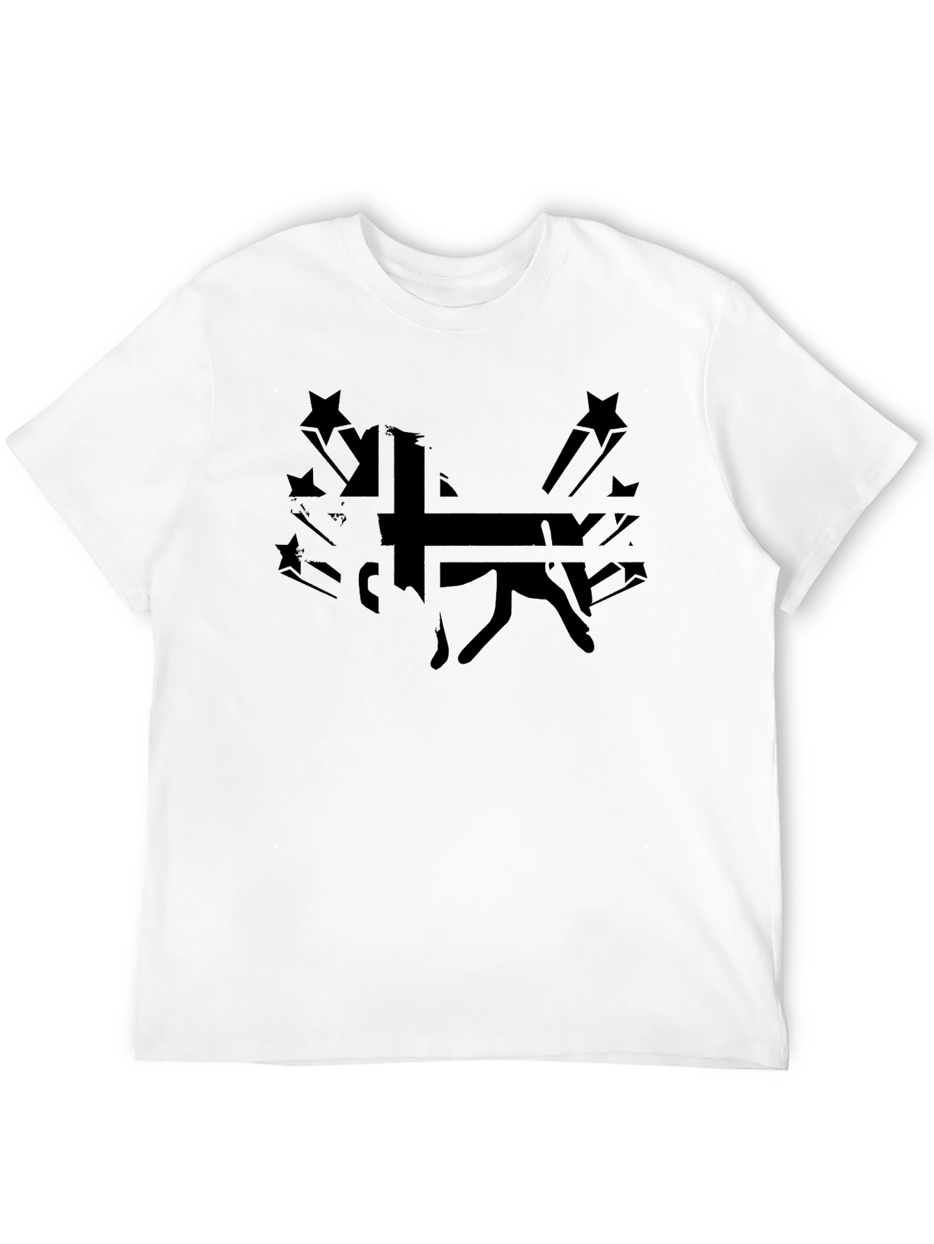 Black Graphic Tee - Silhouette Dog and Stars