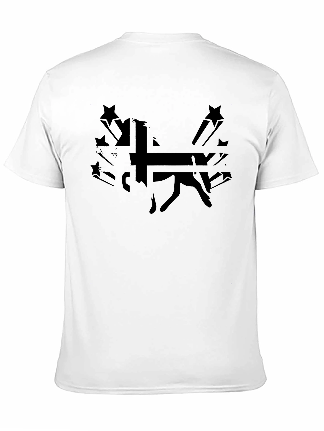 Black Graphic Tee - Silhouette Dog and Stars