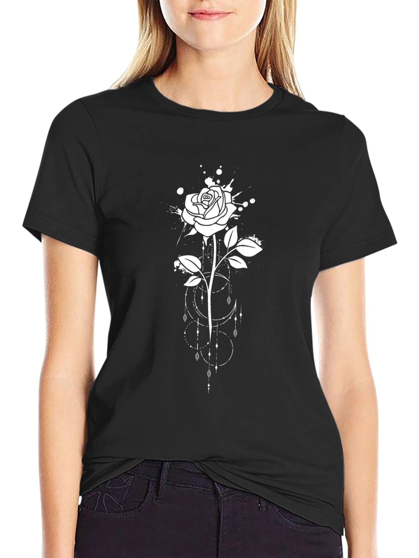 Black Rose Graphic Tee - Artistic Design