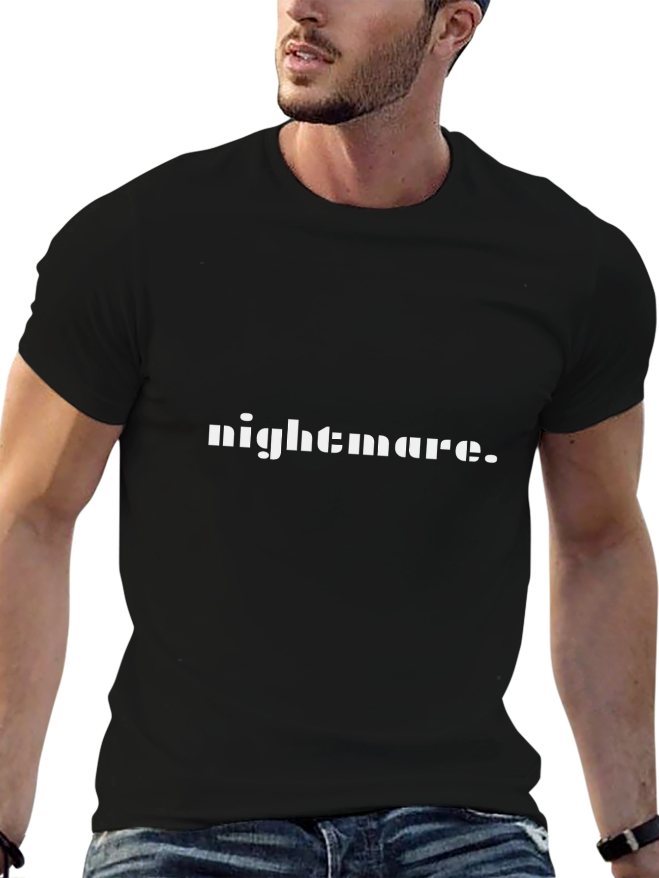 Nightmare Tee - Black Graphic Print Crew Neck T-Shirt