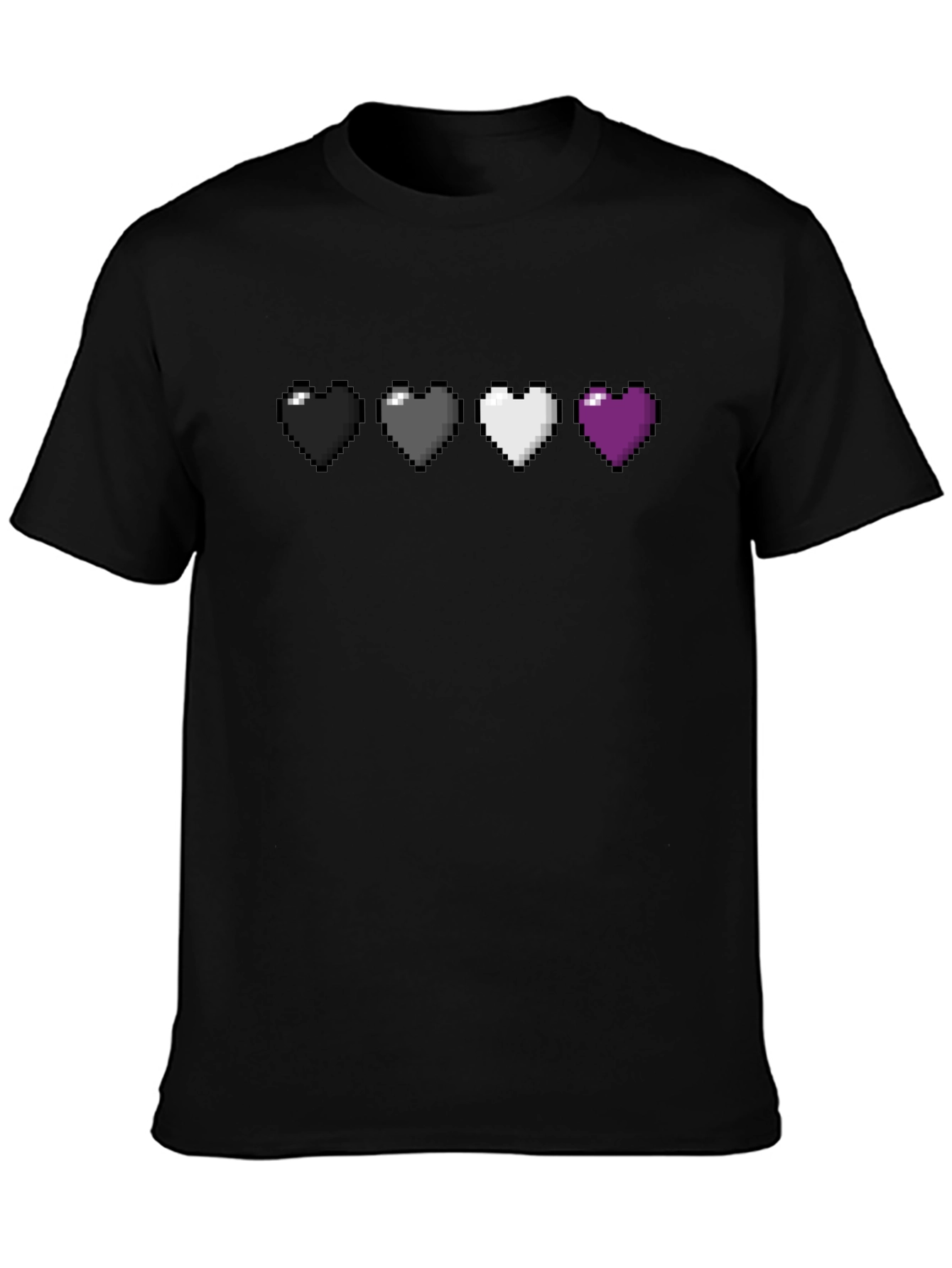 Pixel Heart Pride T-Shirt - Ace Asexual Flag