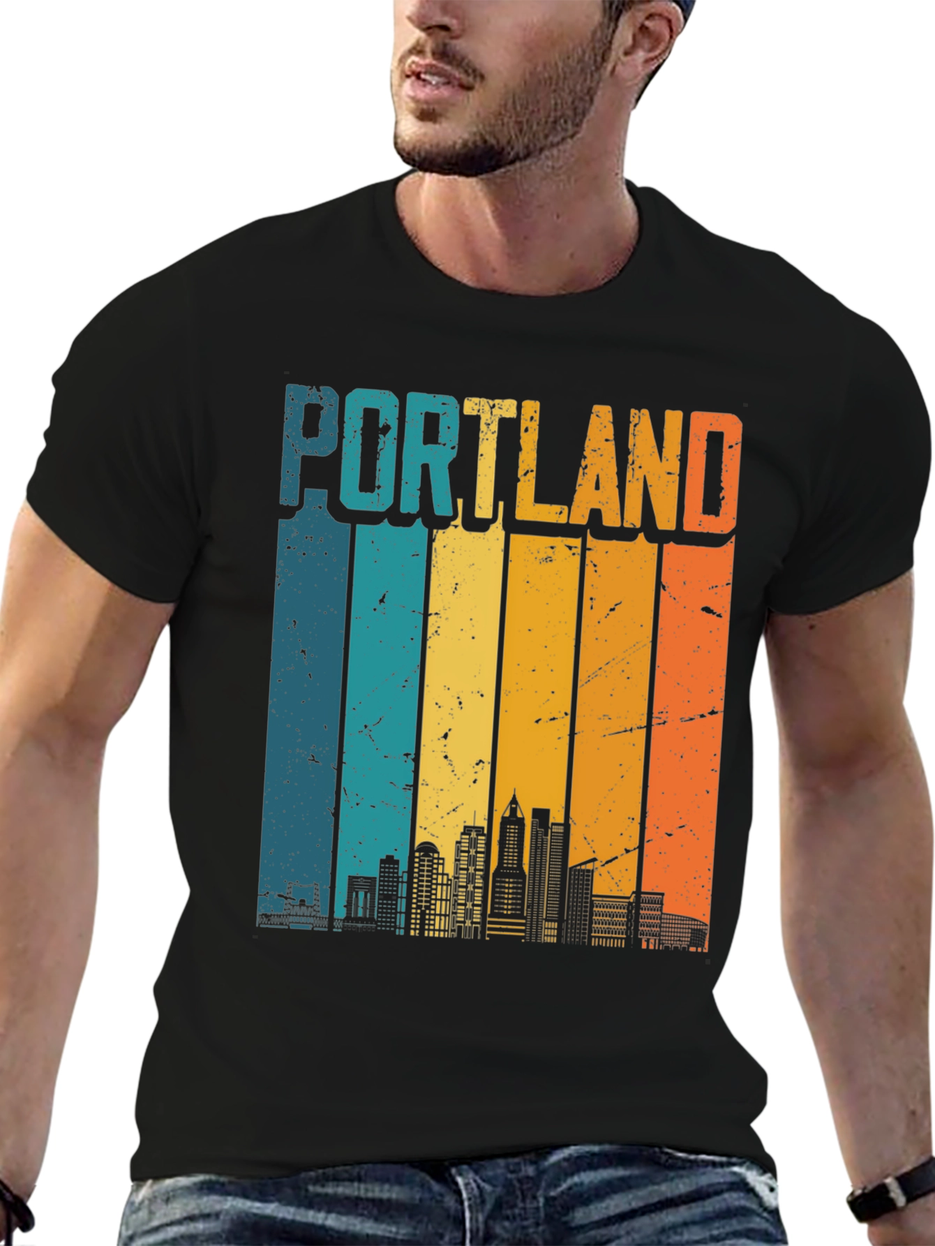 Portland Skyline Retro T-Shirt