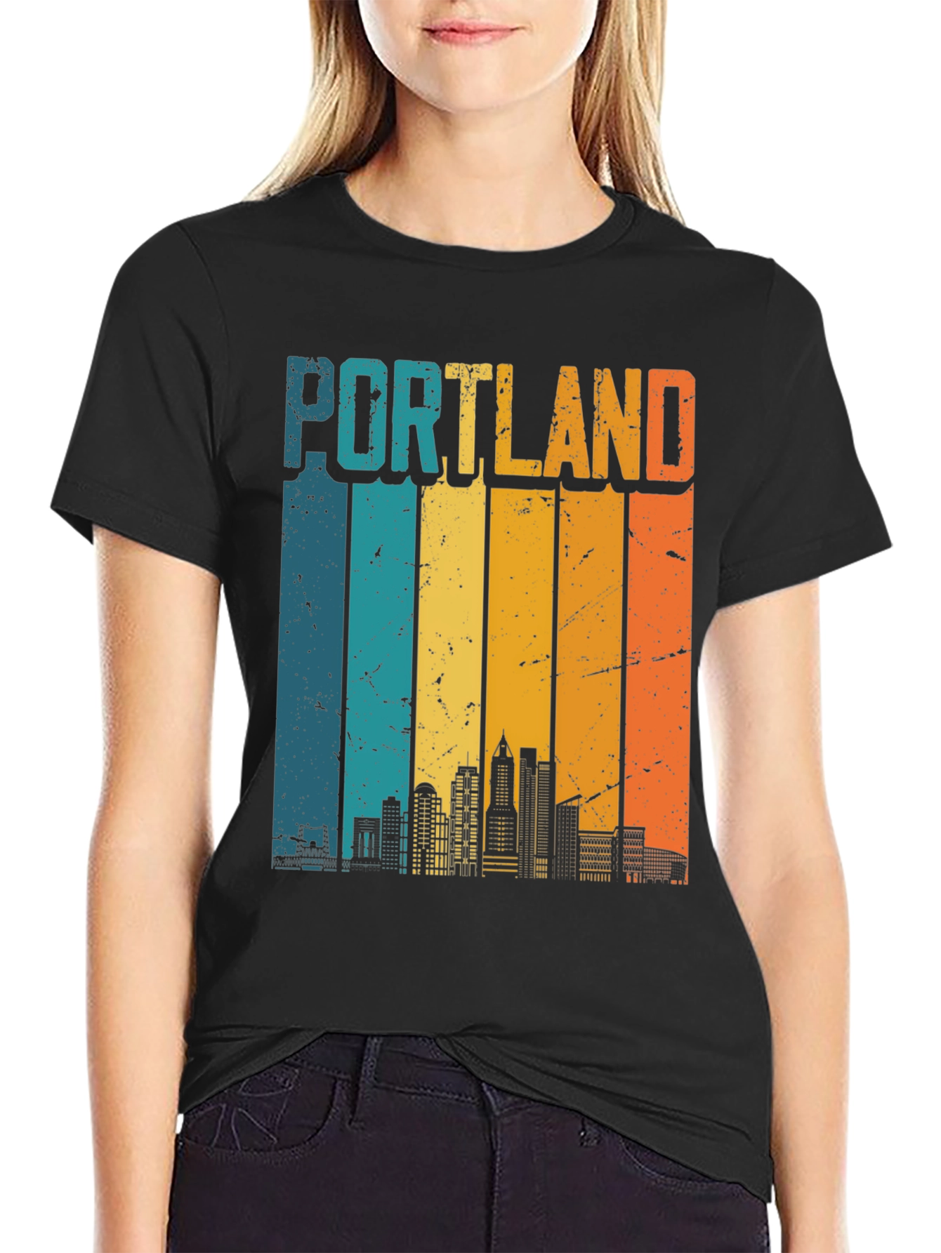 Portland Skyline Retro T-Shirt