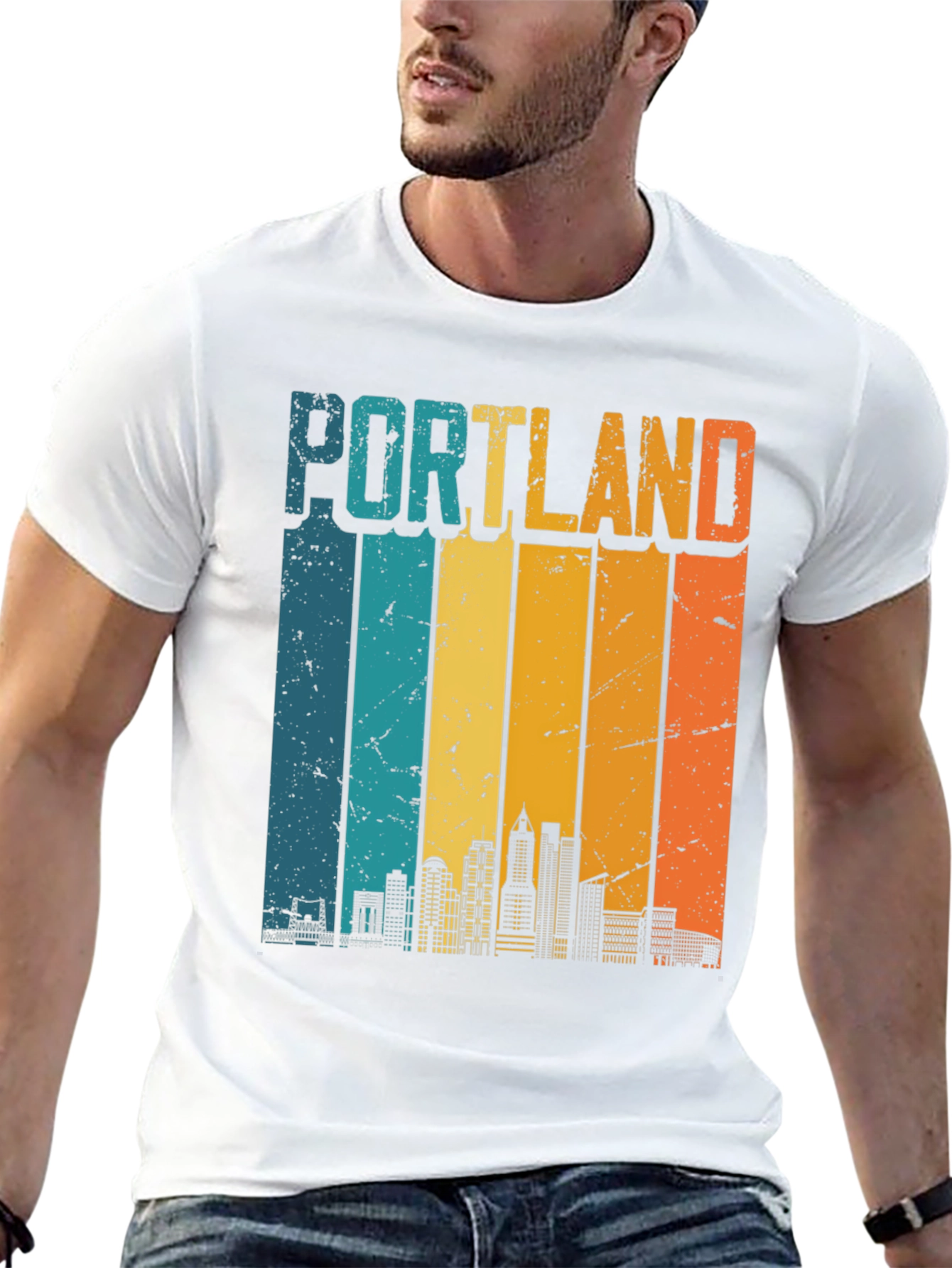 Portland Skyline Retro T-Shirt