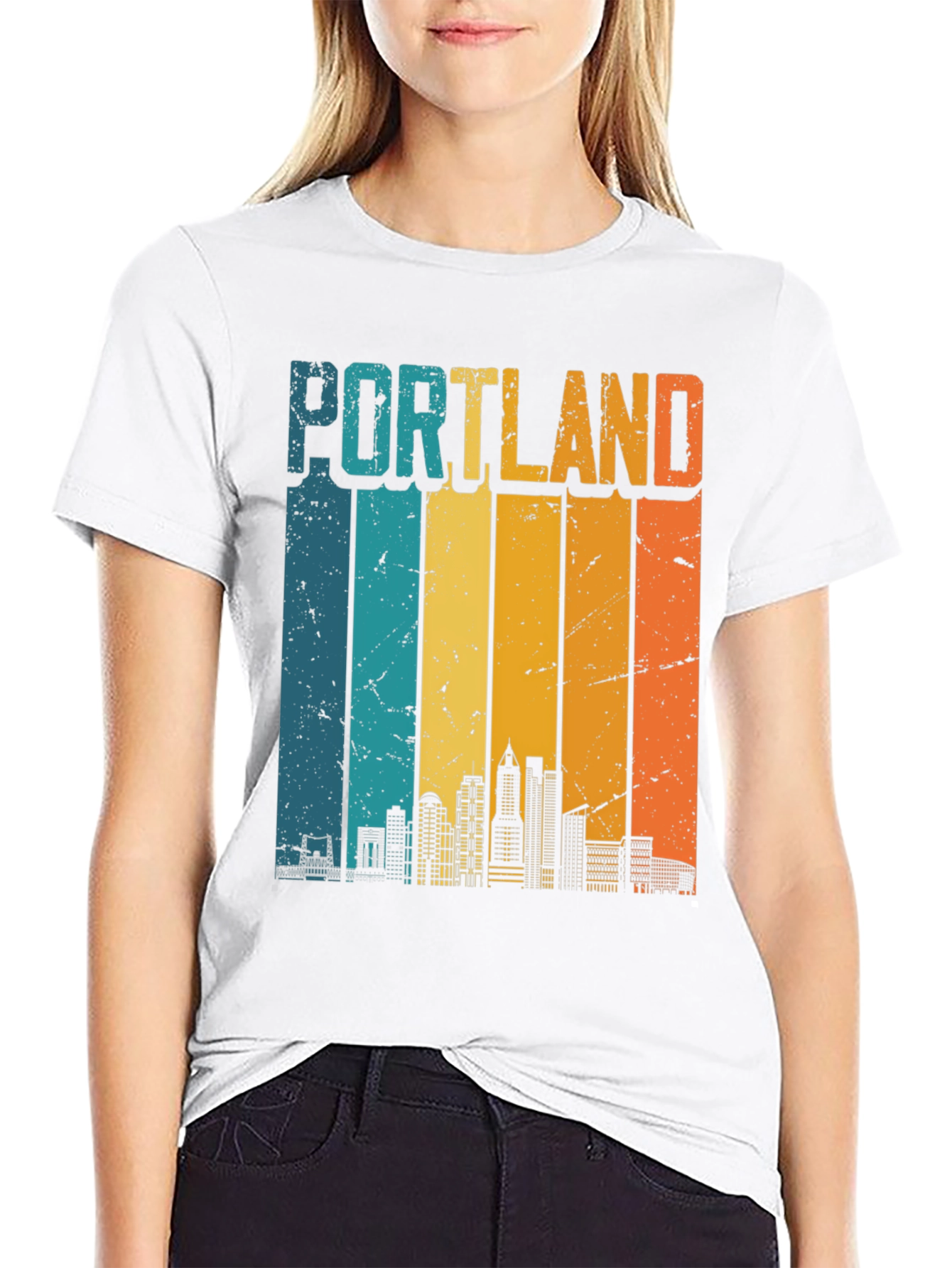 Portland Skyline Retro T-Shirt