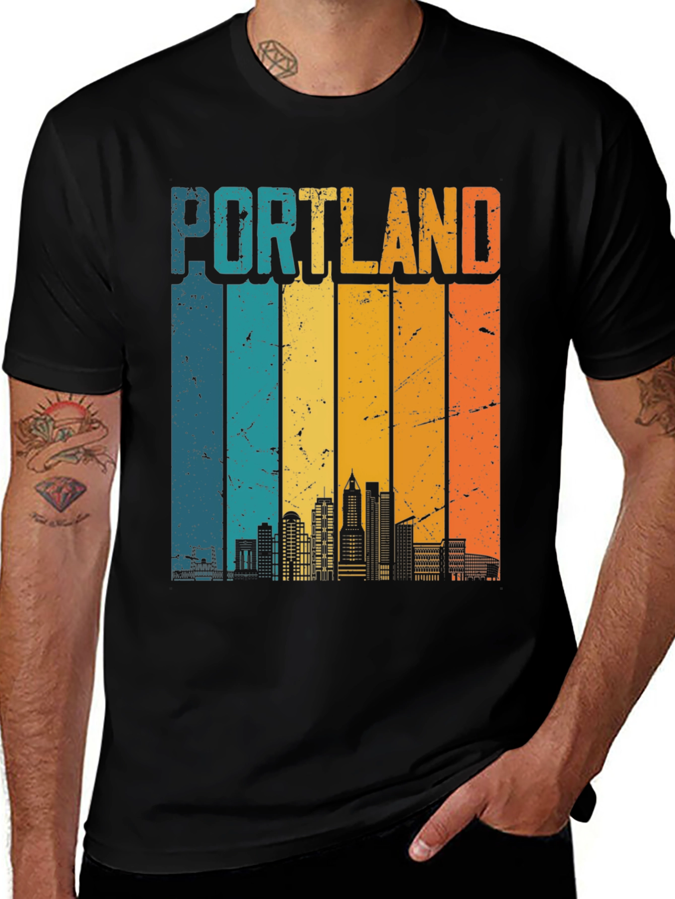 Portland Skyline Retro T-Shirt