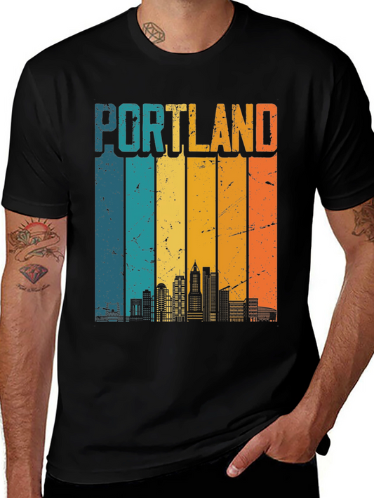 Portland Skyline Retro T-Shirt