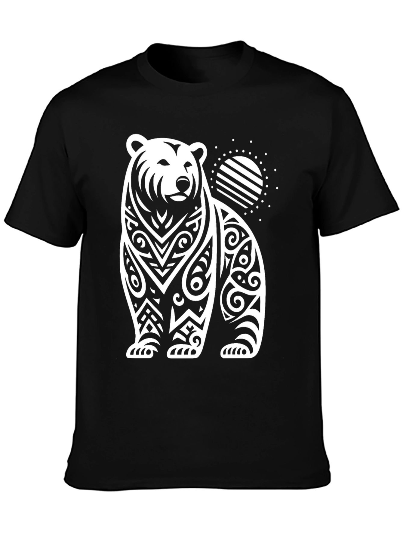 Tribal Bear Graphic Tee - Black Cotton Blend