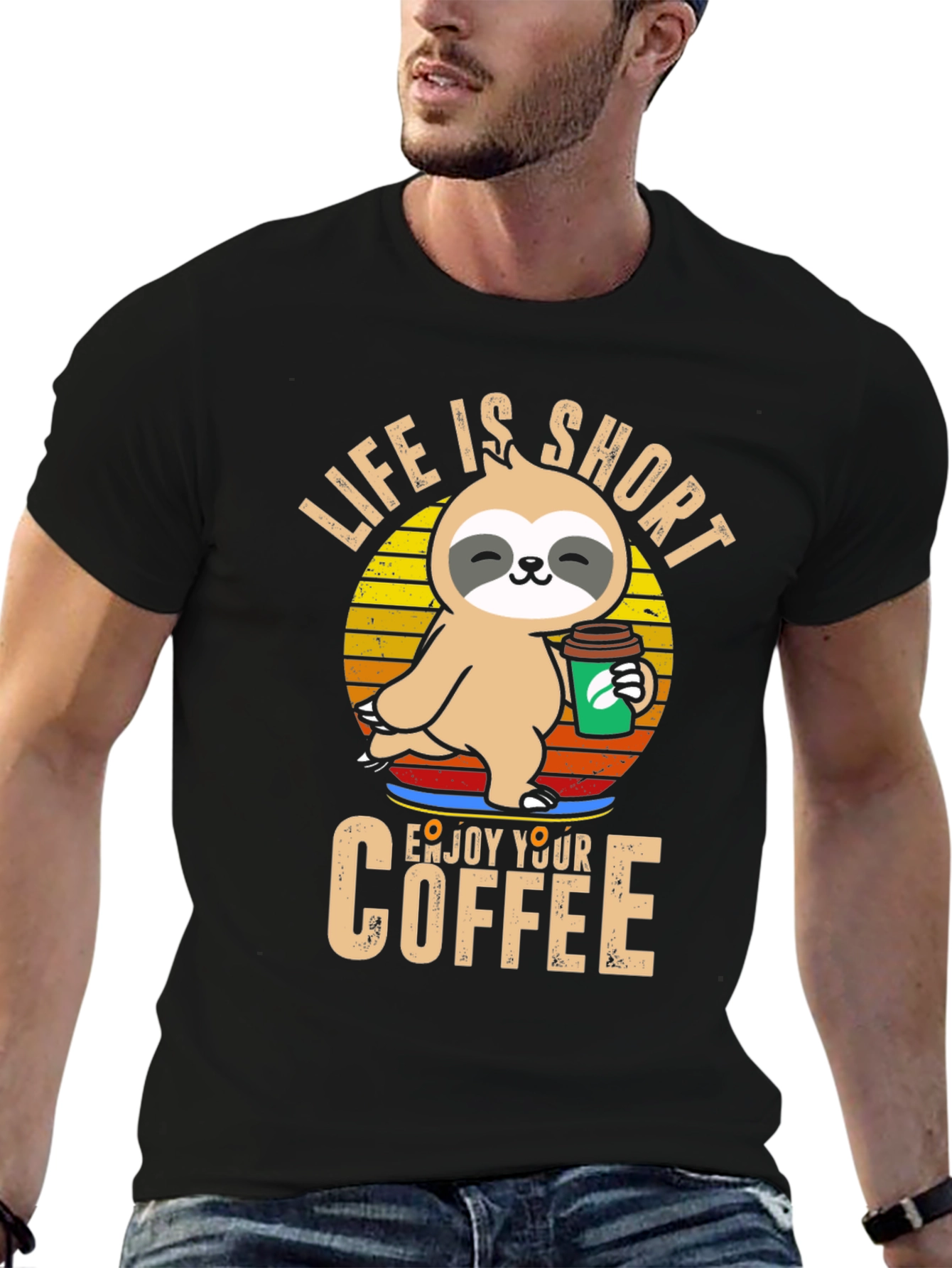Life is Short Sloth Coffee T-Shirt