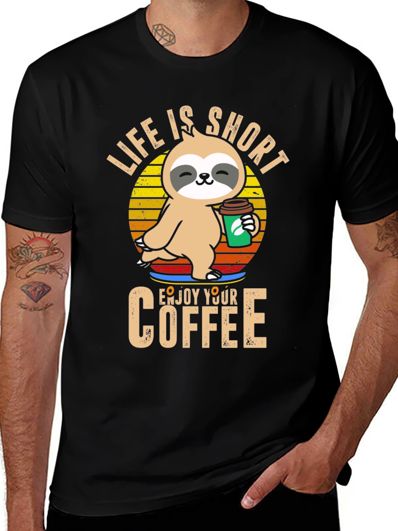 Life is Short Sloth Coffee T-Shirt