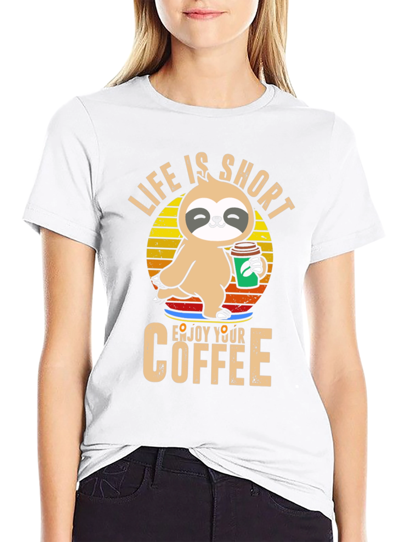Life is Short Sloth Coffee T-Shirt