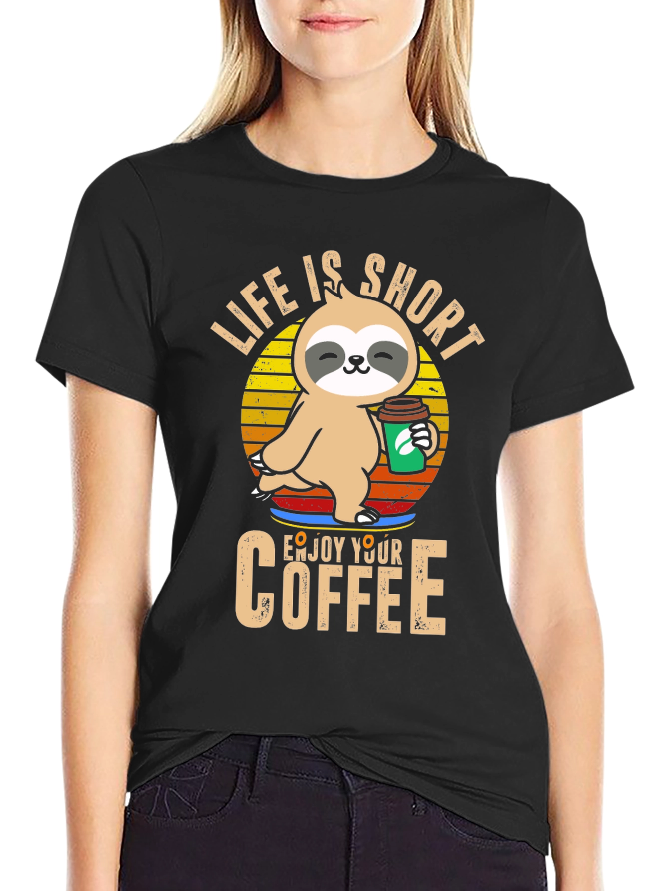 Life is Short Sloth Coffee T-Shirt