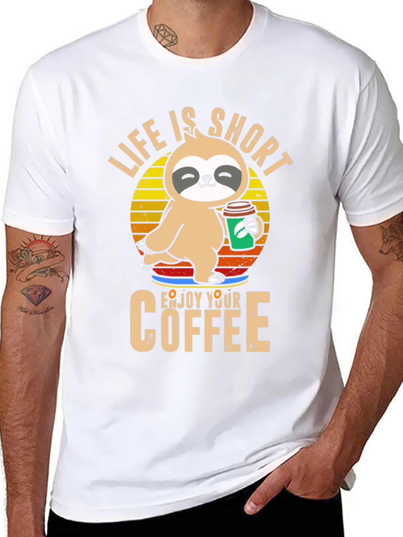 Life is Short Sloth Coffee T-Shirt