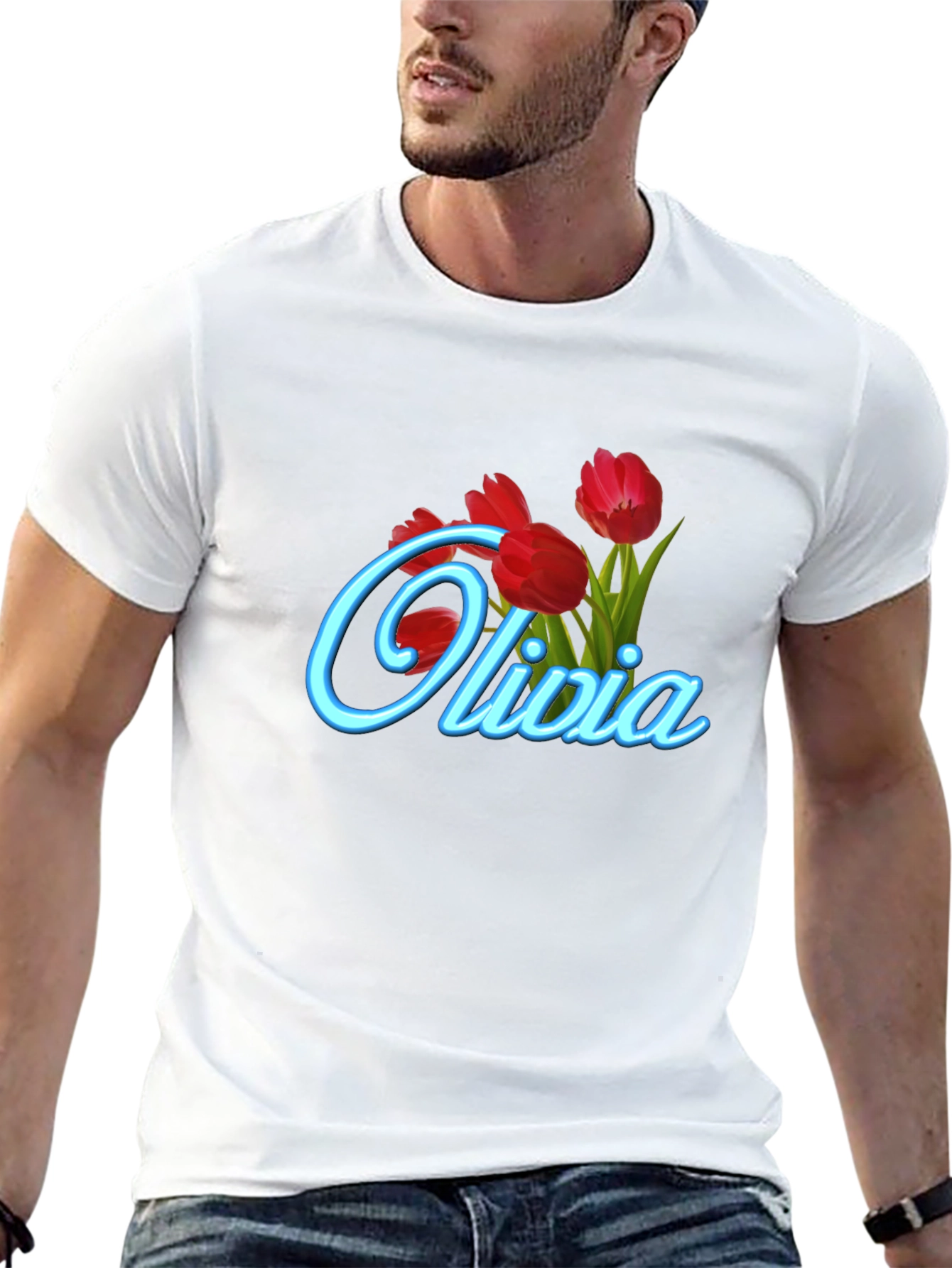 Olivia Tulip Personalized Black T-Shirt