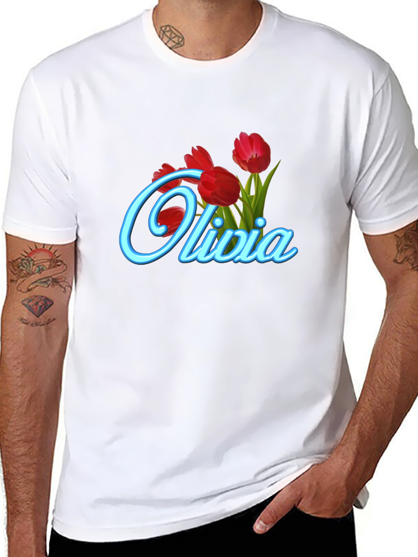 Olivia Tulip Personalized Black T-Shirt