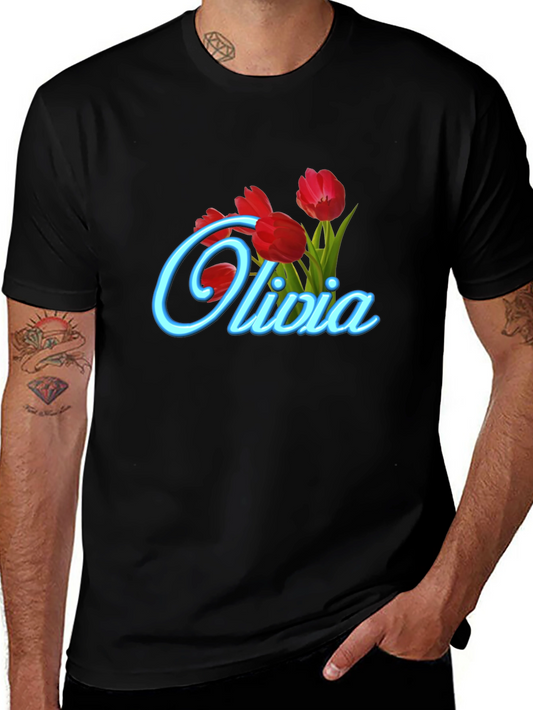 Olivia Tulip Personalized Black T-Shirt