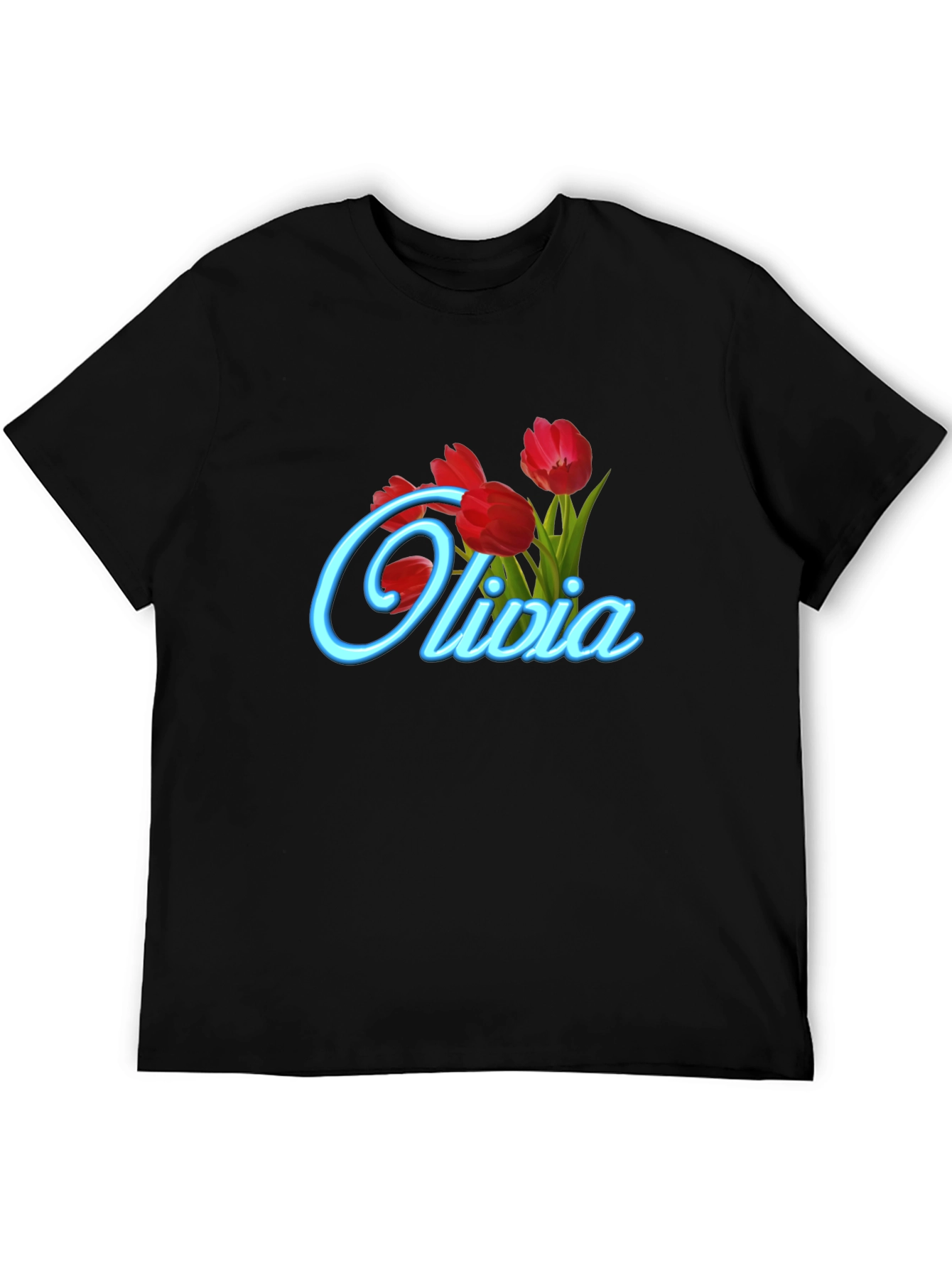 Olivia Tulip Personalized Black T-Shirt