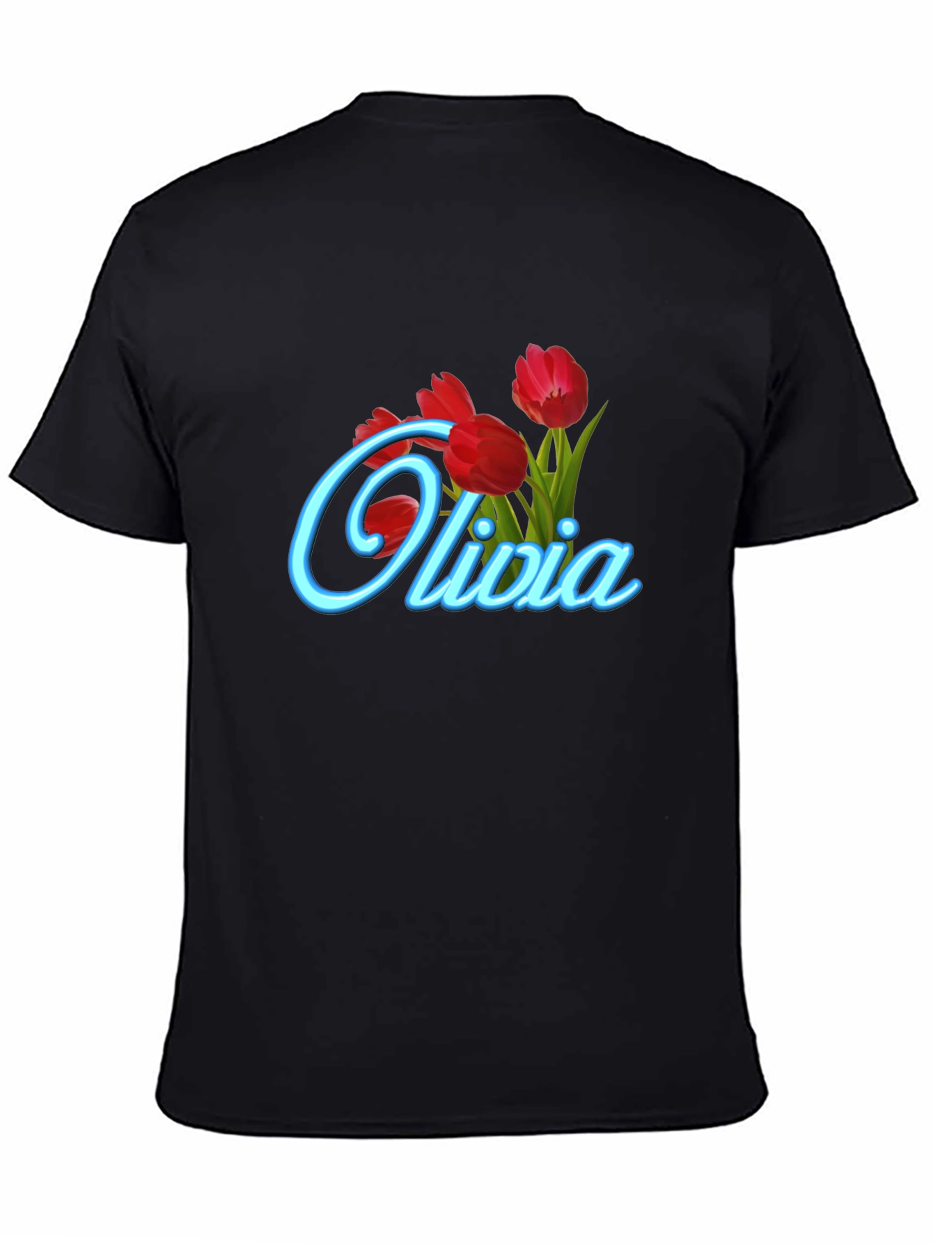 Olivia Tulip Personalized Black T-Shirt