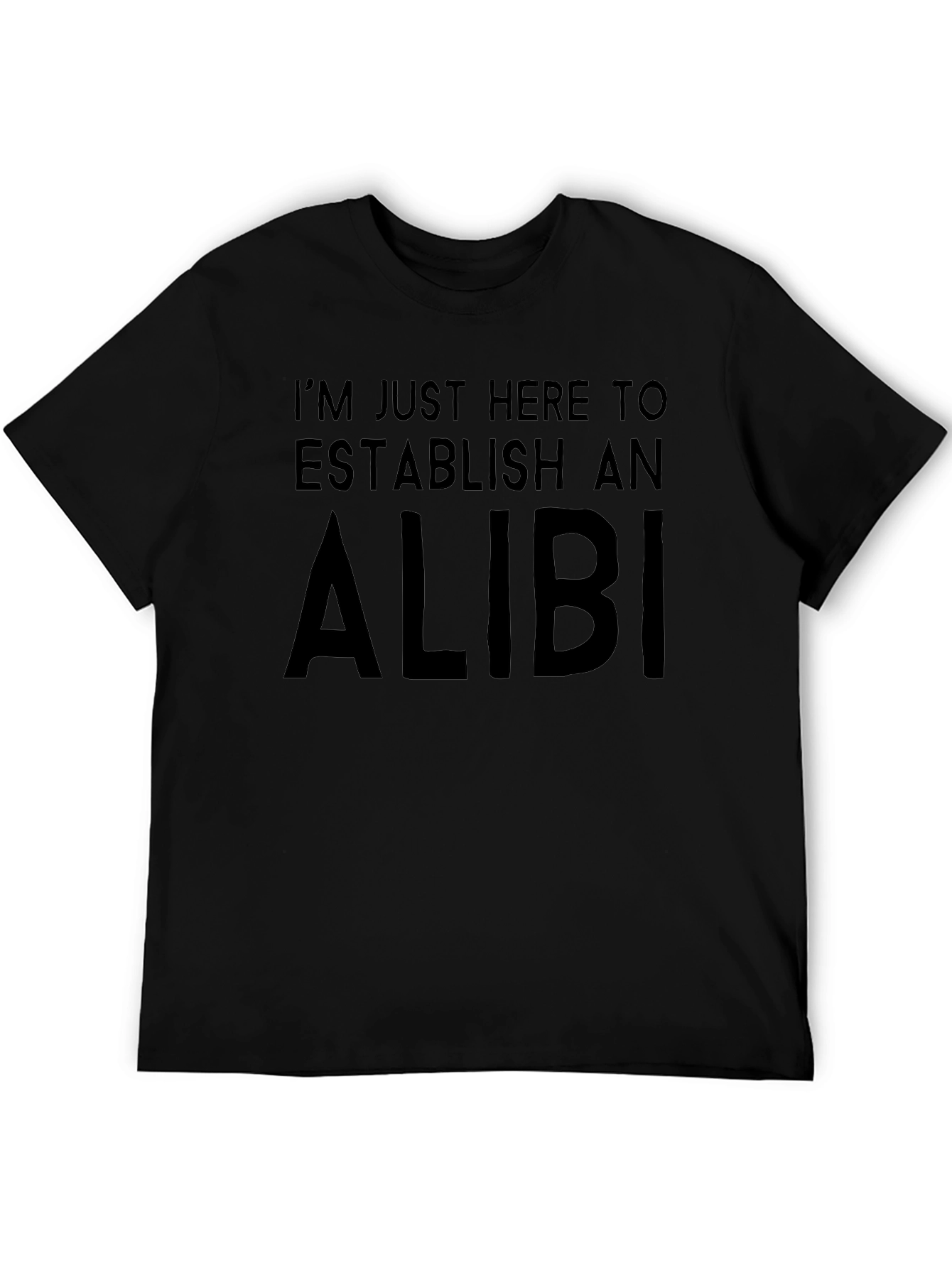 Alibi T-Shirt: Black Cotton Blend Casual Tee