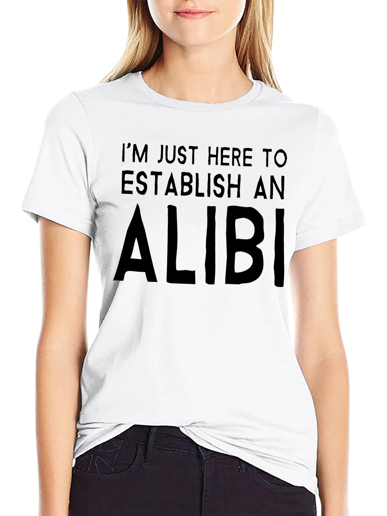 Alibi T-Shirt: Black Cotton Blend Casual Tee