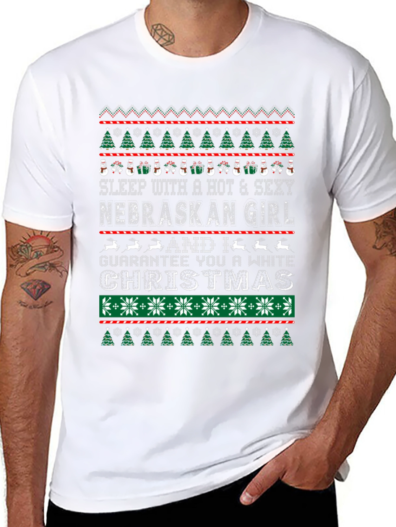 Hot Nebraska Girl Ugly Christmas Sweater T-Shirt