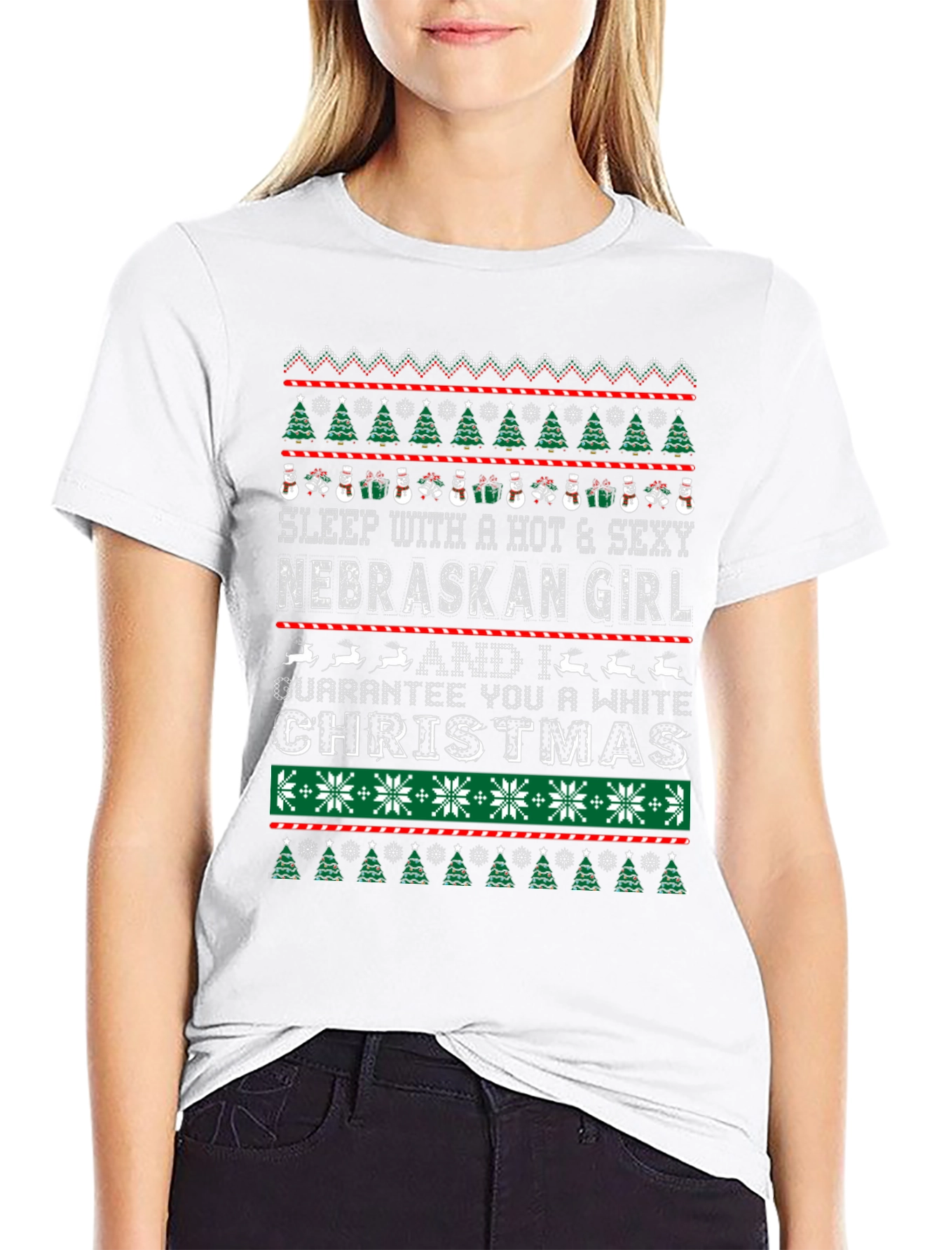 Hot Nebraska Girl Ugly Christmas Sweater T-Shirt