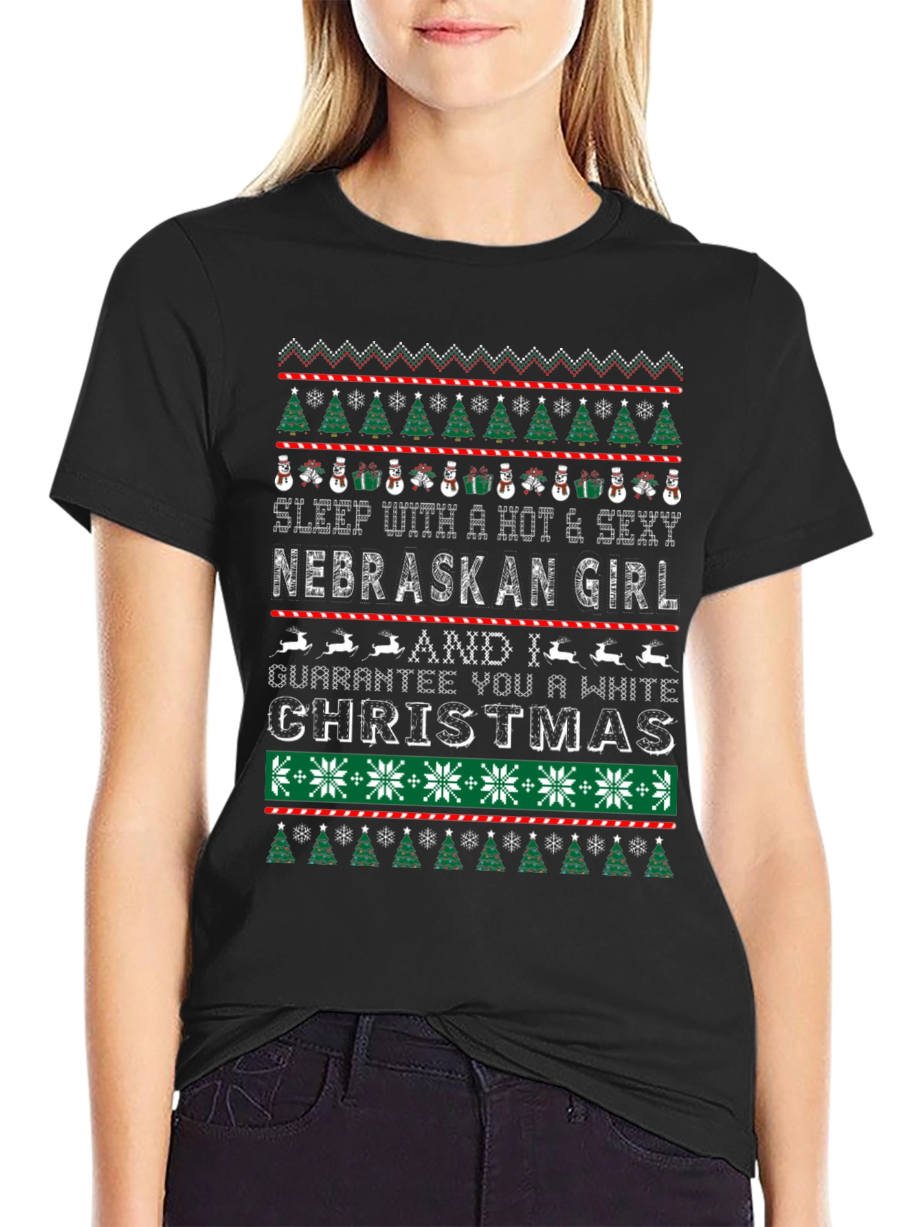Hot Nebraska Girl Ugly Christmas Sweater T-Shirt