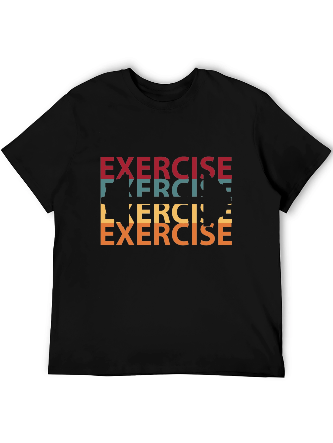 Retro Exercise Graphic Tee - Black Cotton T-Shirt