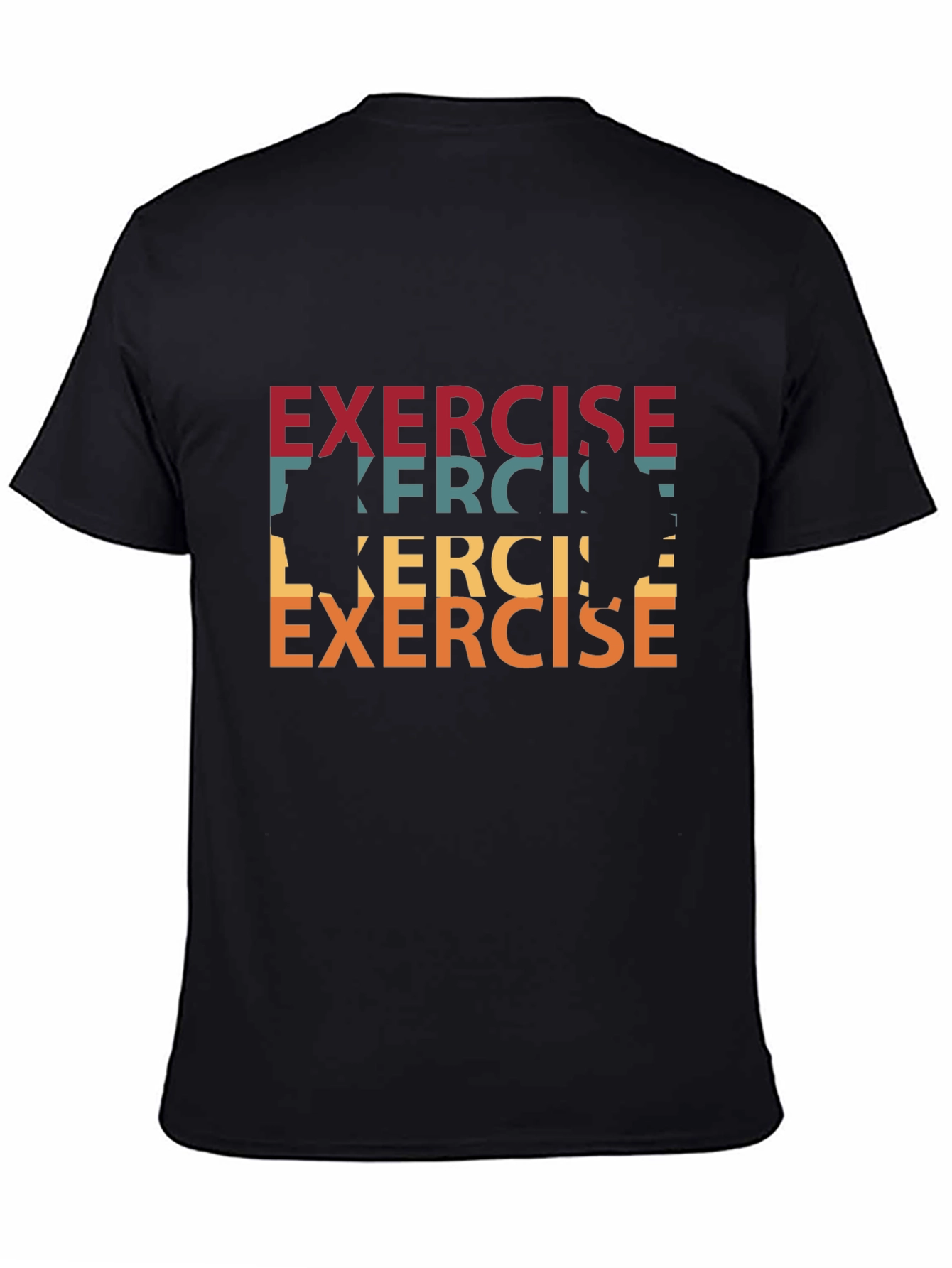 Retro Exercise Graphic Tee - Black Cotton T-Shirt