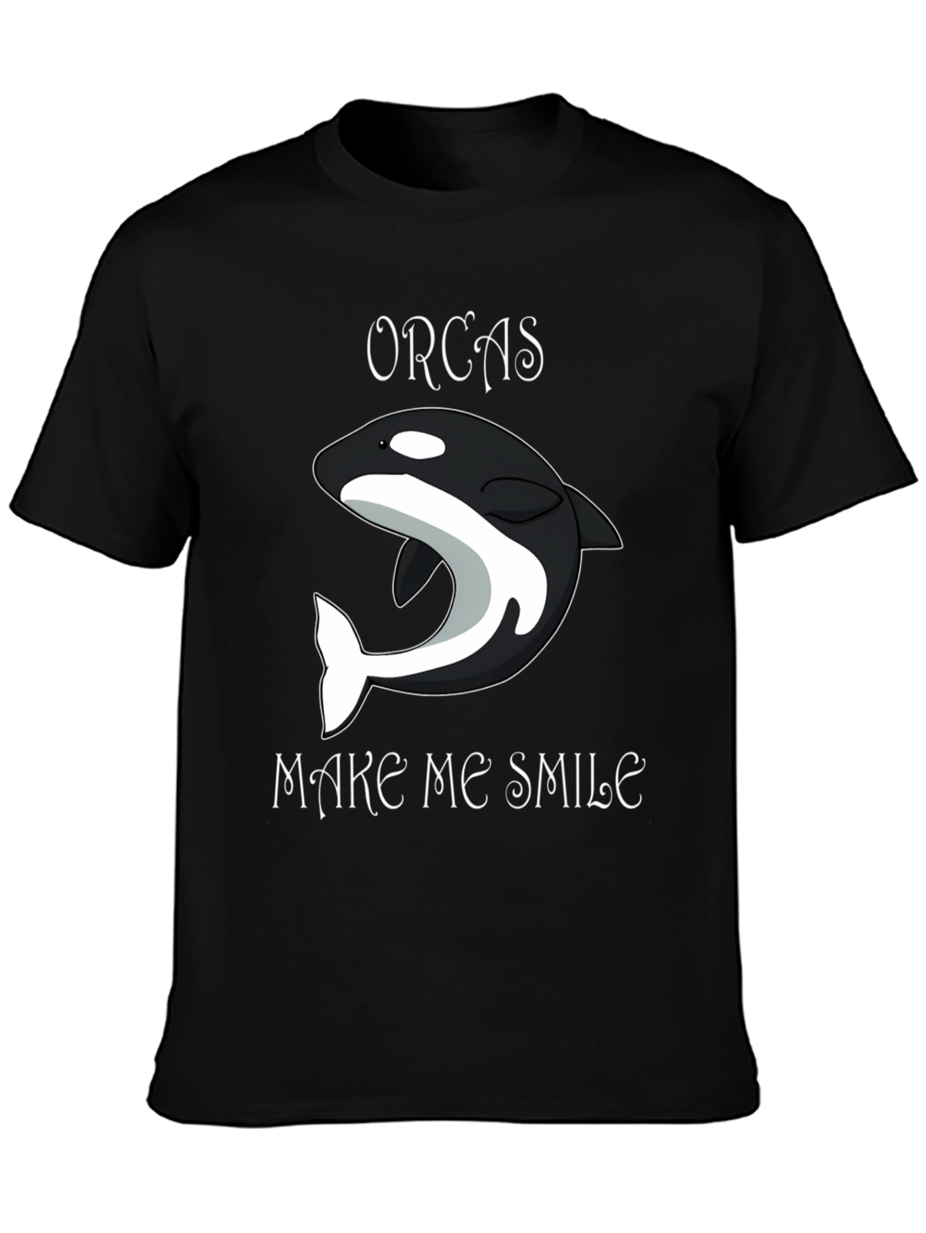 Orcas Make Me Smile Black T-Shirt