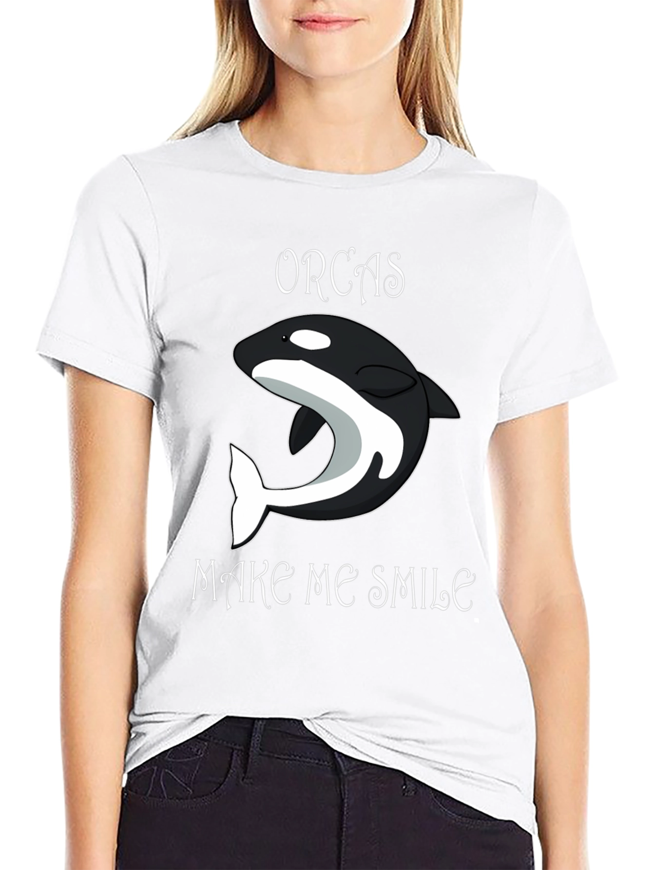 Orcas Make Me Smile Black T-Shirt
