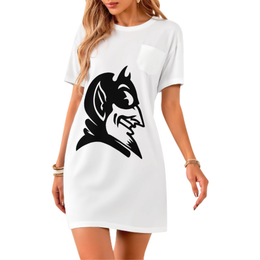 Vintage Devil Mascot Graphic T-Shirt – Retro Sports Fan Gothic Logo Tee(z921)
