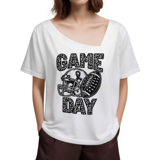 Game Day Football Breast Cancer Awareness Tee – Pink Ribbon Support Graphic Shirt(z970)