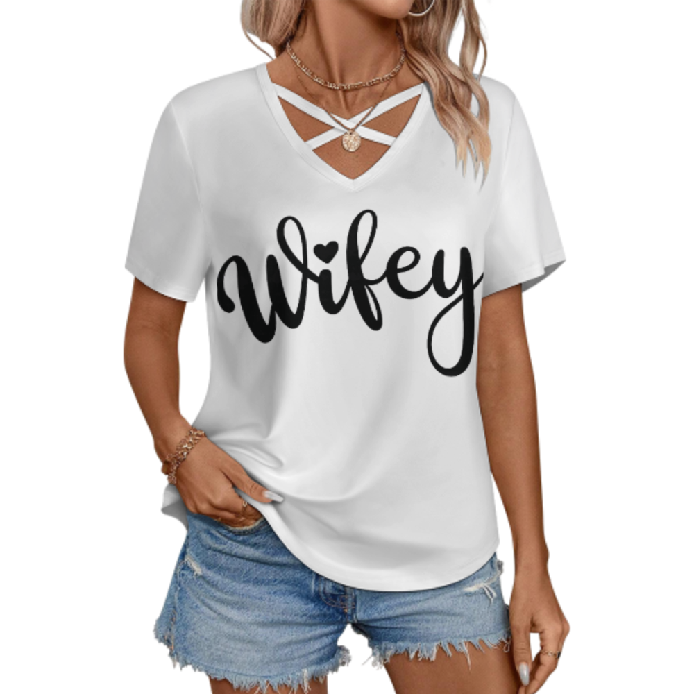 Wifey Script T-Shirt – Minimalist Bride & Wife Graphic Tee | Cute Newlywed Gift for Her(z944)