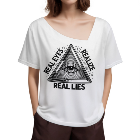 Real Eyes Realize Real Lies Graphic Tee – Eye of Awareness Conspiracy Art Shirt(z964)