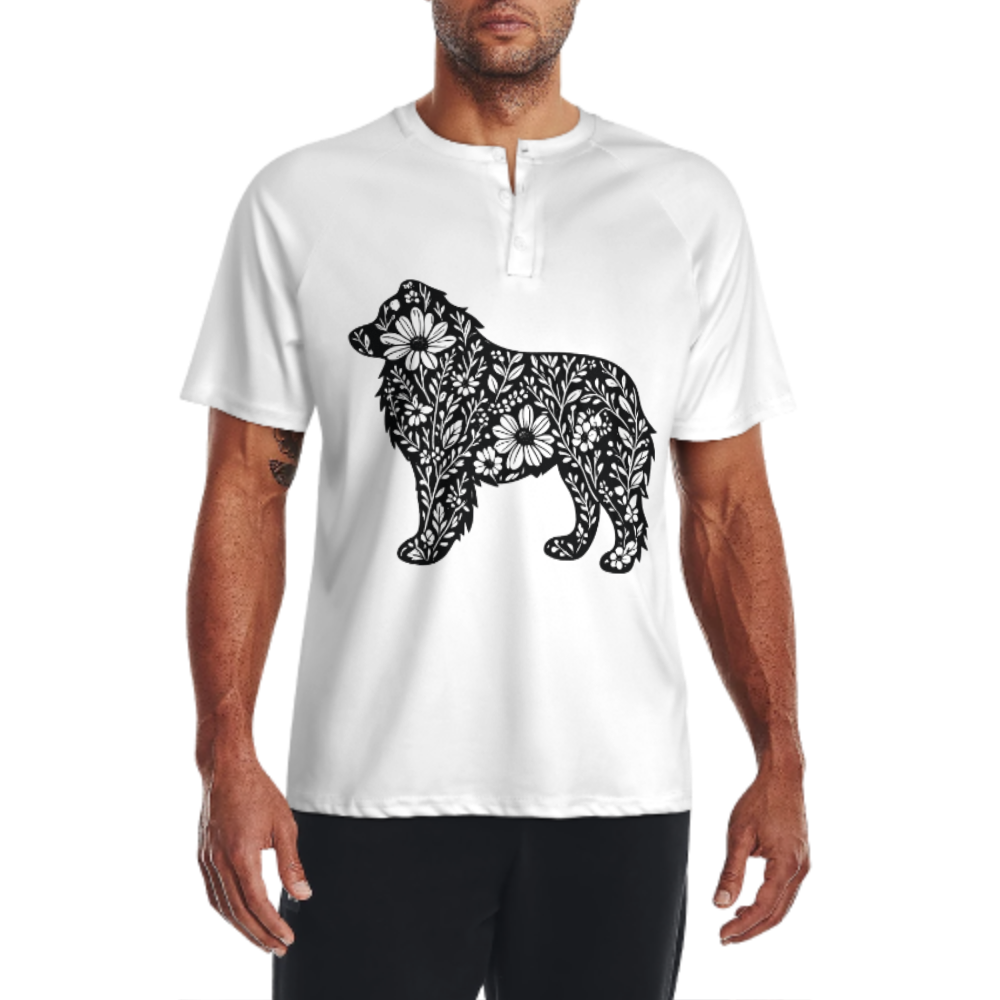 Floral Dog Silhouette T-Shirt | Nature-Inspired Pet Lover Graphic Tee(z977)