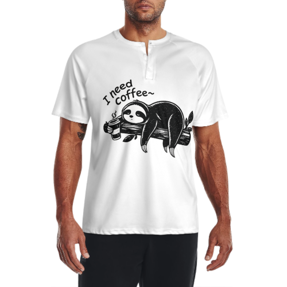 I Need Coffee Funny Sloth Graphic T-Shirt – Cute Lazy Animal Lover Tee(z974)