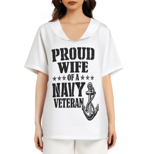 Proud Wife of a Navy Veteran Shirt | Military Spouse Patriotic Graphic Tee for Navy Families(z931)