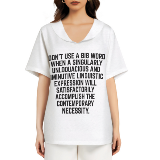 Don't Use a Big Word Funny Grammar Quote T-Shirt Dress | Sarcastic Literary Humor Graphic Tee Dress(z936)