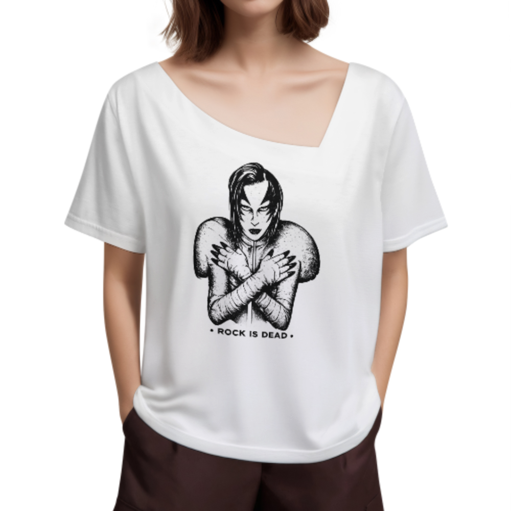 Rock Is Dead Gothic Punk Graphic T-Shirt | Alternative Rock Fashion Tee for Music Lovers(z967)