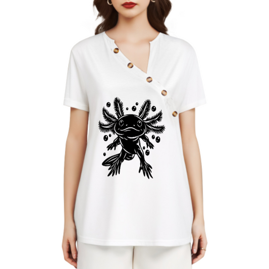 Cute Axolotl Graphic Tee – Adorable Aquatic Salamander Animal Shirt(z953)