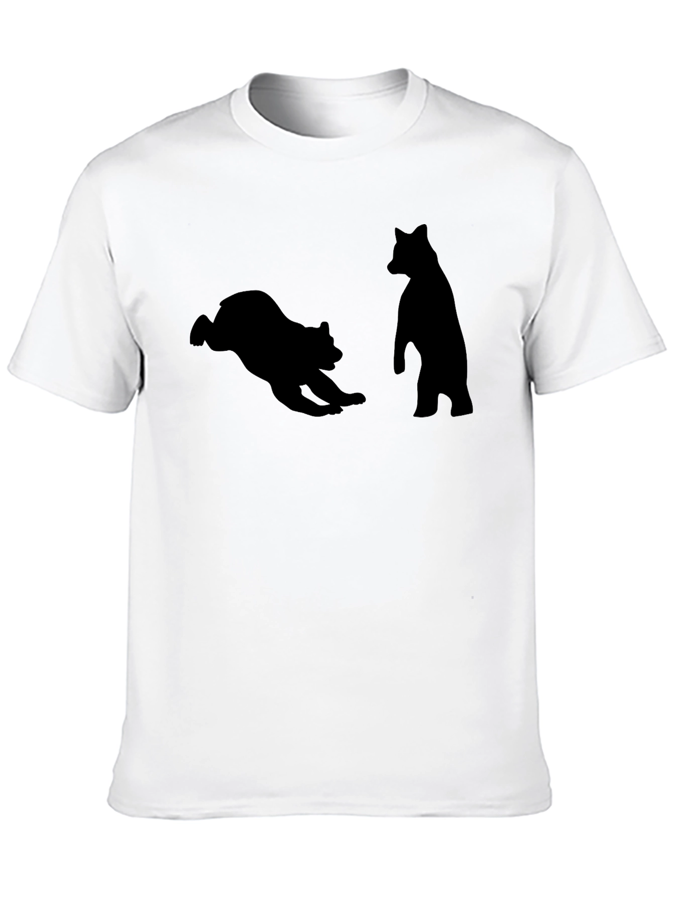 Bear Silhouette Graphic Tee - Black Cotton Shirt