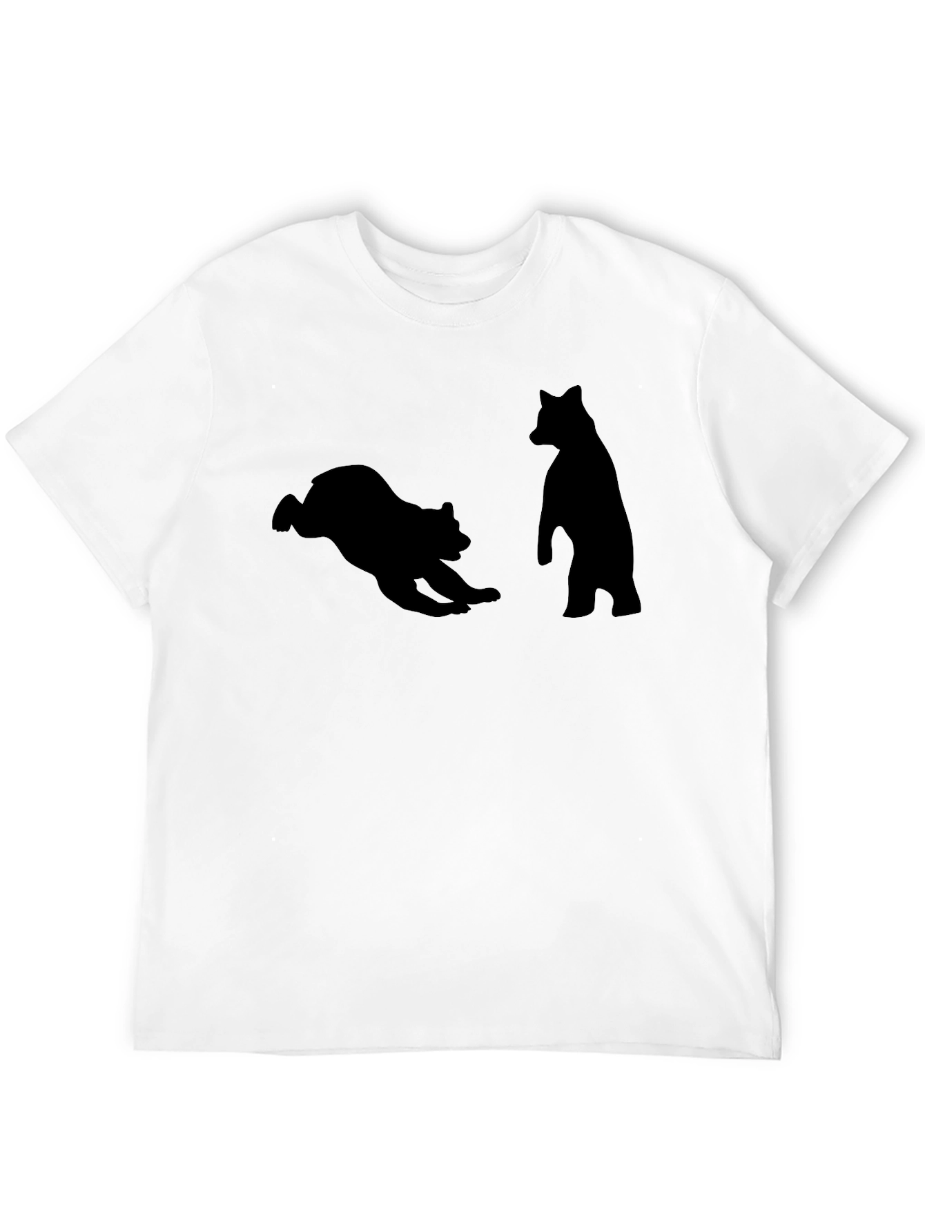 Bear Silhouette Graphic Tee - Black Cotton Shirt