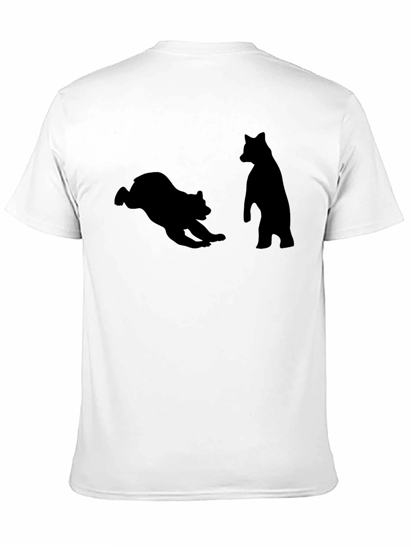Bear Silhouette Graphic Tee - Black Cotton Shirt