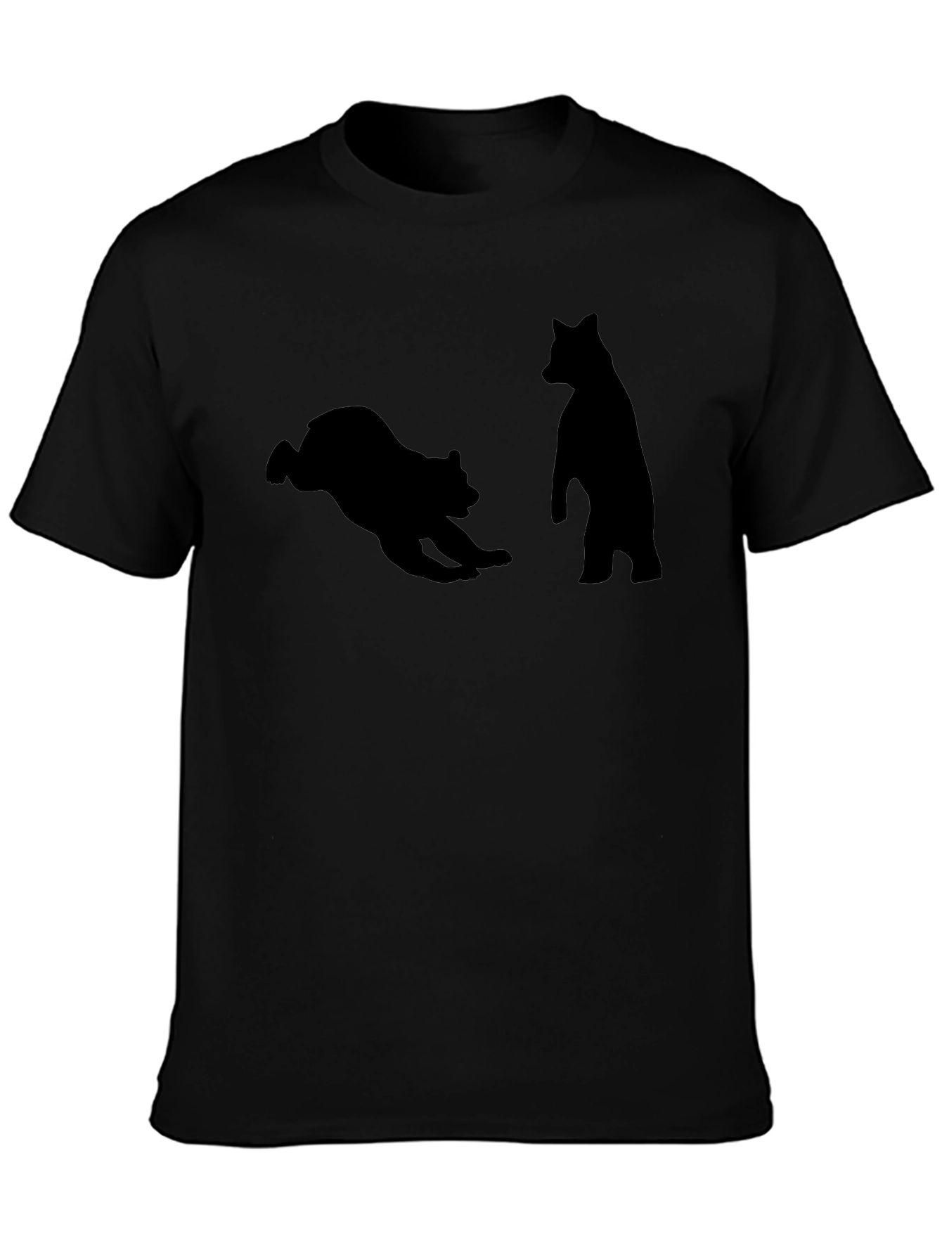 Bear Silhouette Graphic Tee - Black Cotton Shirt