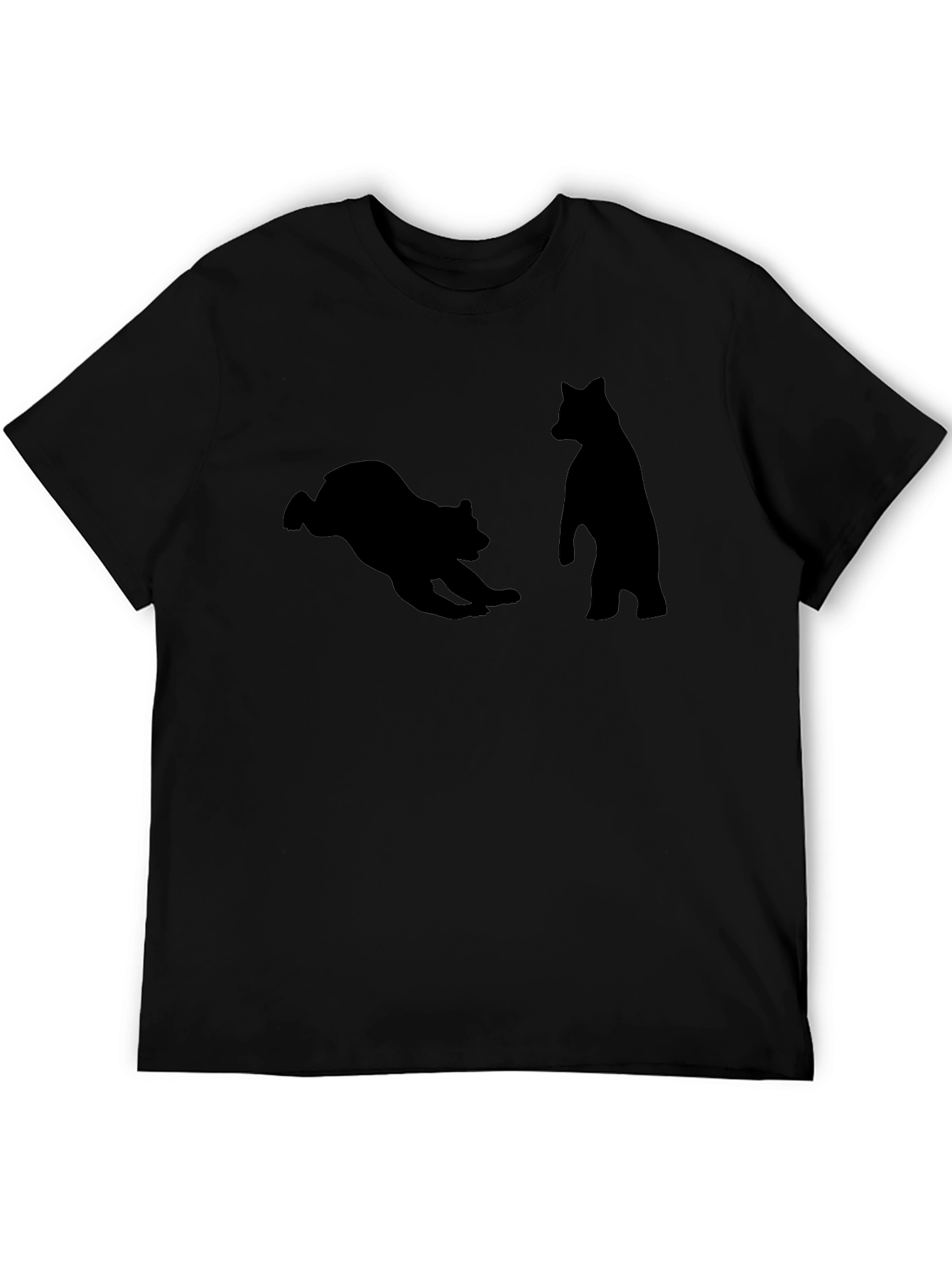 Bear Silhouette Graphic Tee - Black Cotton Shirt