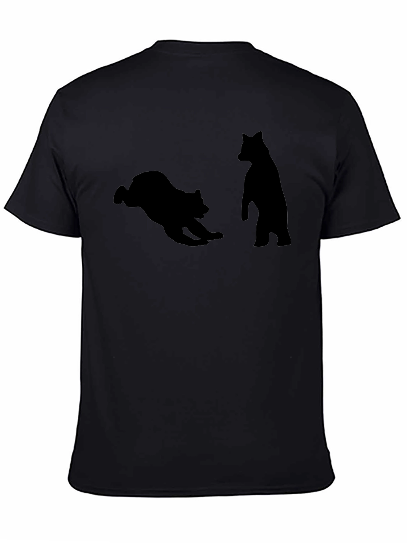 Bear Silhouette Graphic Tee - Black Cotton Shirt